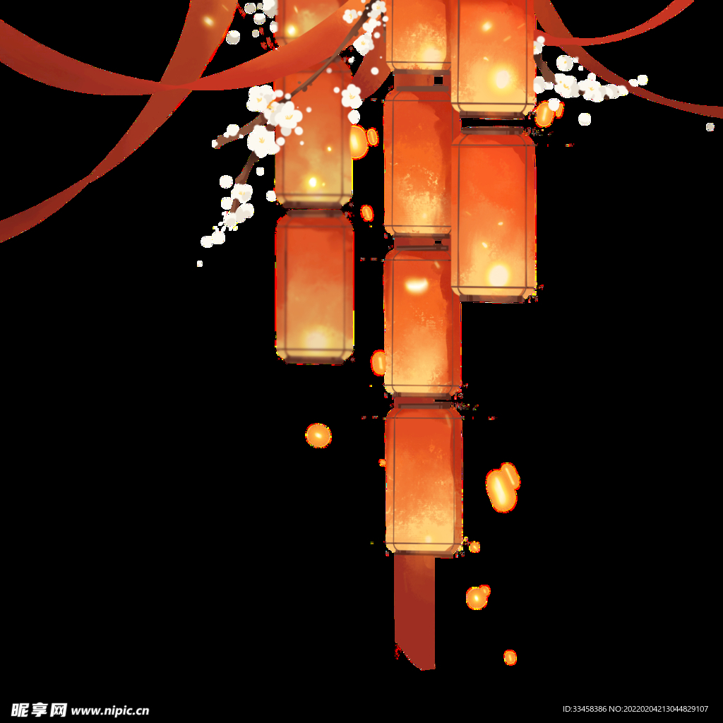新年新春春节长灯笼红绸吊饰