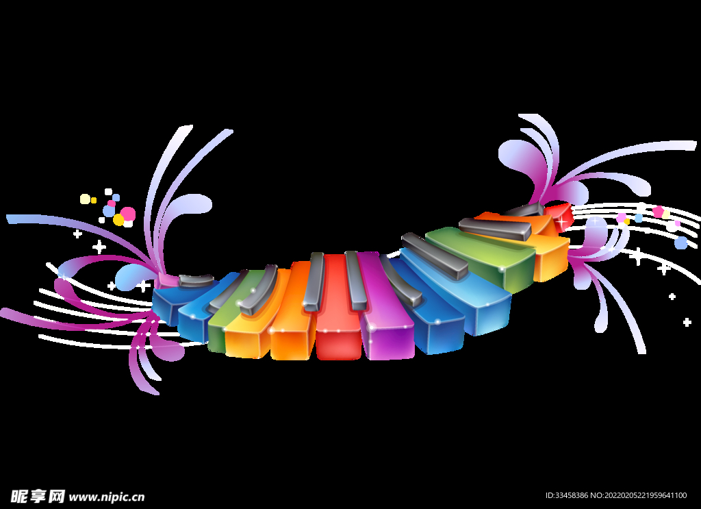 飞舞的彩色钢琴键盘