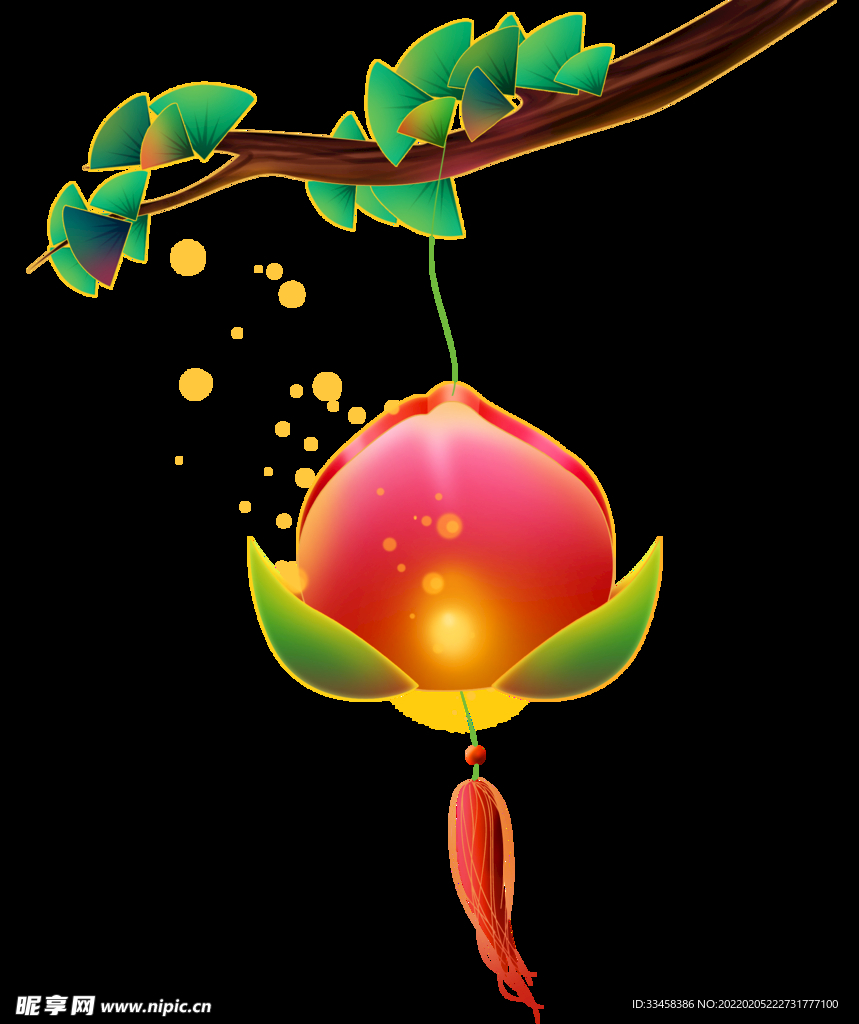 元宵节桃子灯笼春节新春