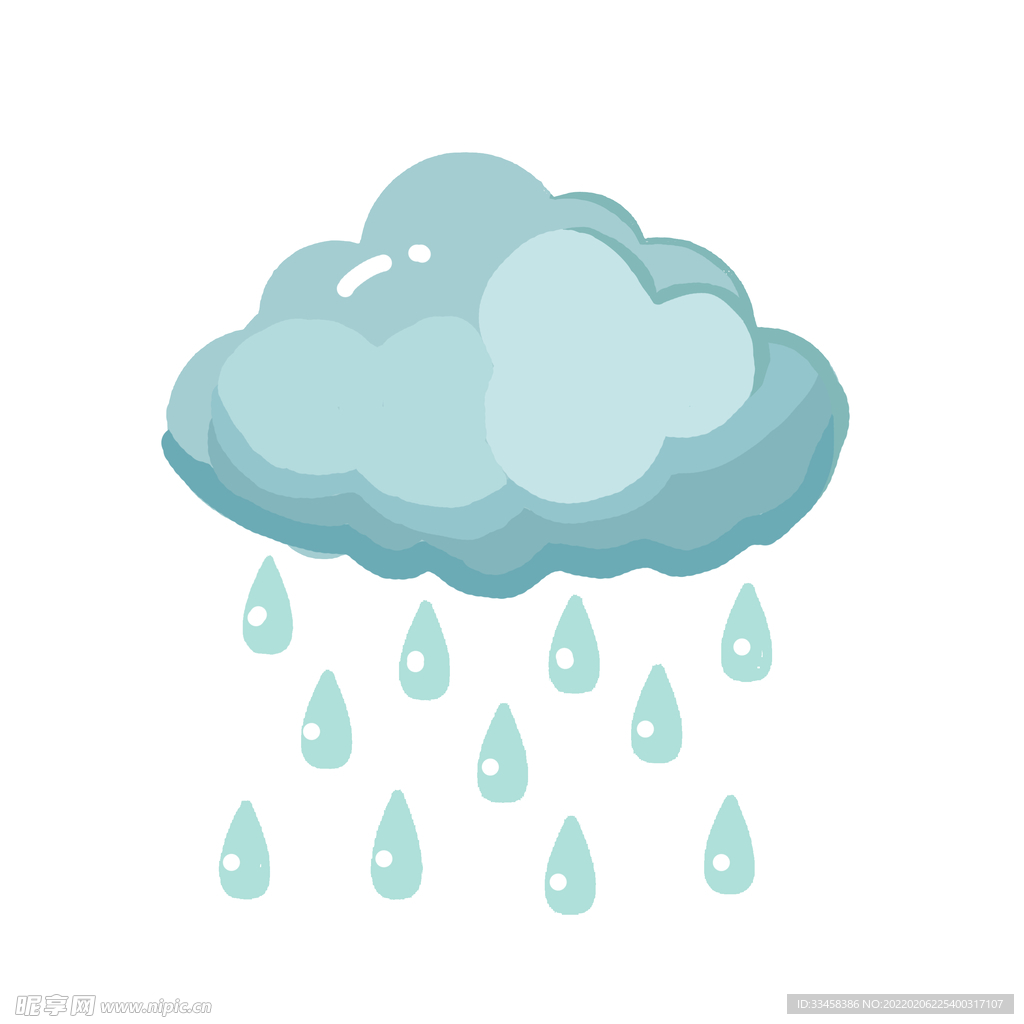 手绘云朵雨水插画