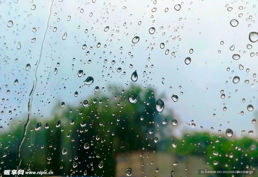 布满雨水的窗户玻璃