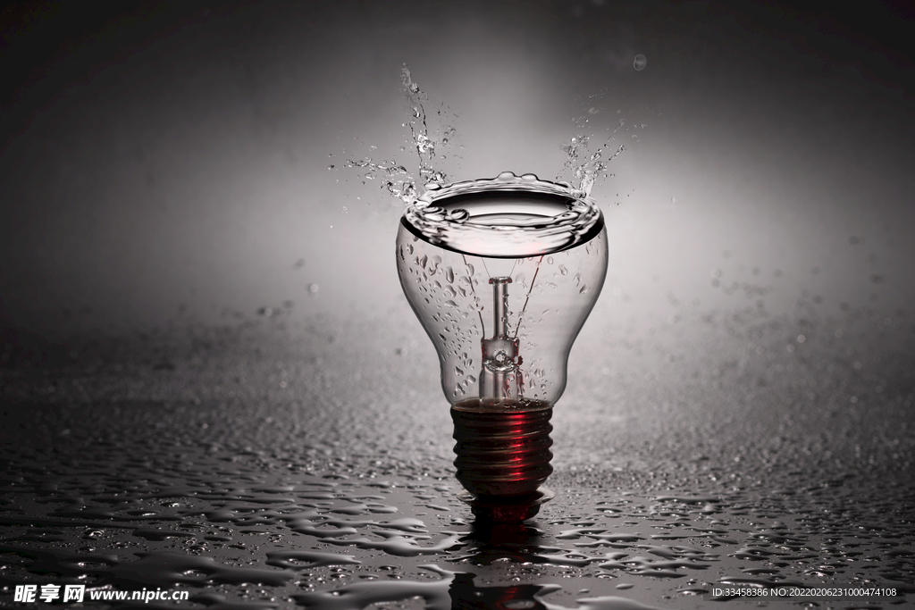 水能源电能源灯泡雨水幻想创意设