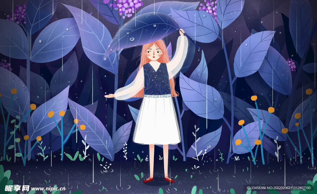 梦幻雨水插画