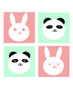 兔子熊猫卡通头像四宫格情侣头像