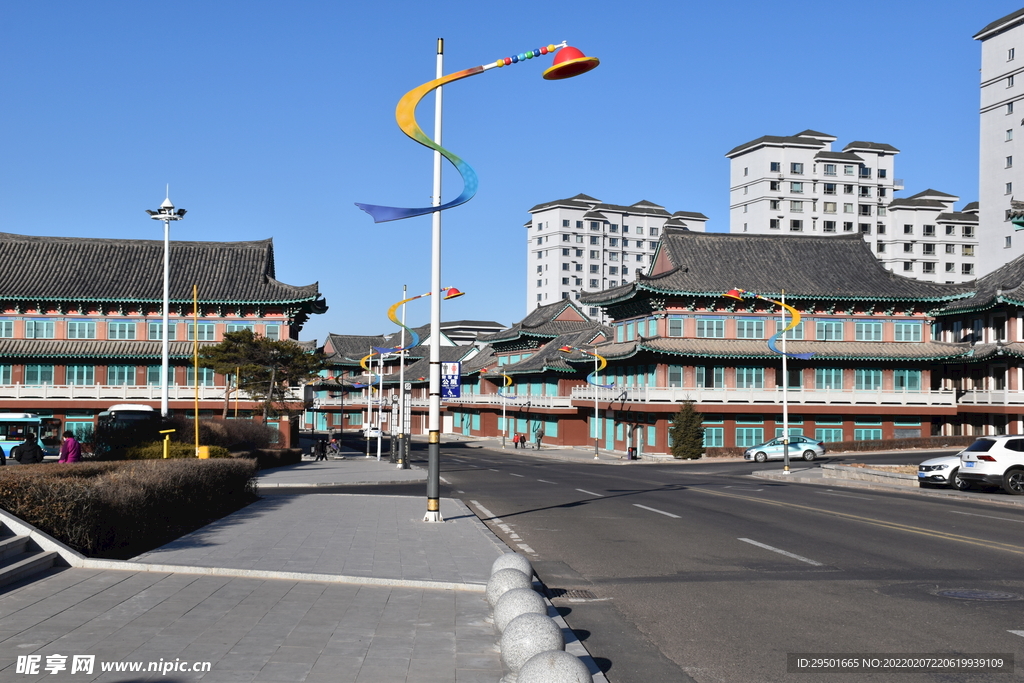 延吉朝鲜族民俗园朝鲜建筑街景