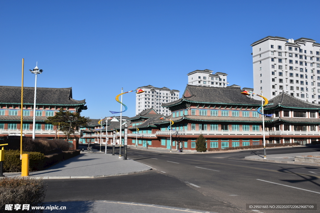 延吉朝鲜族民俗园朝鲜建筑街景