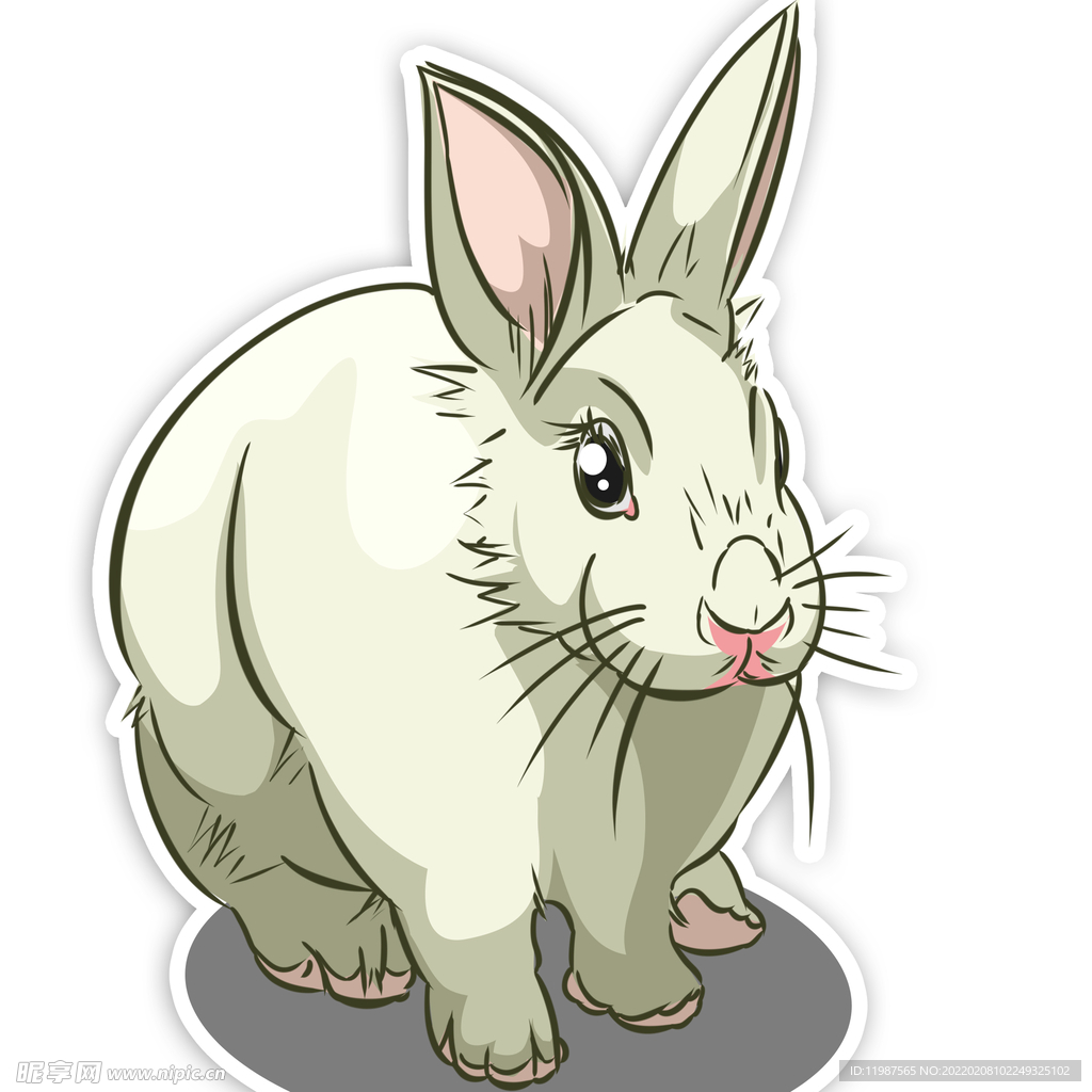 卡通可爱的小白兔分层图可编辑