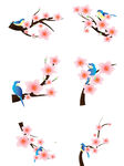 惊蛰的桃花和鸟元素