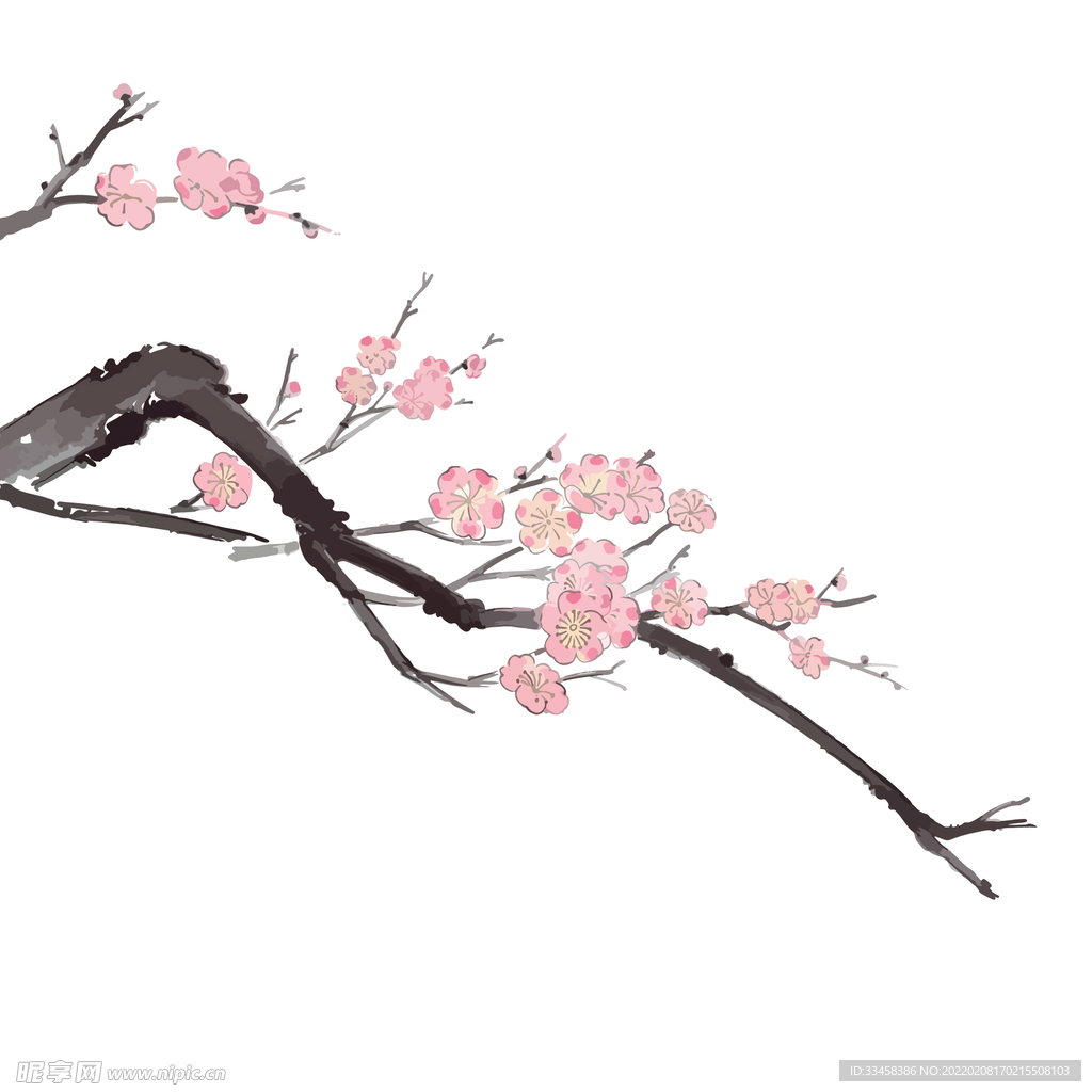 矢量中国风惊蛰桃花