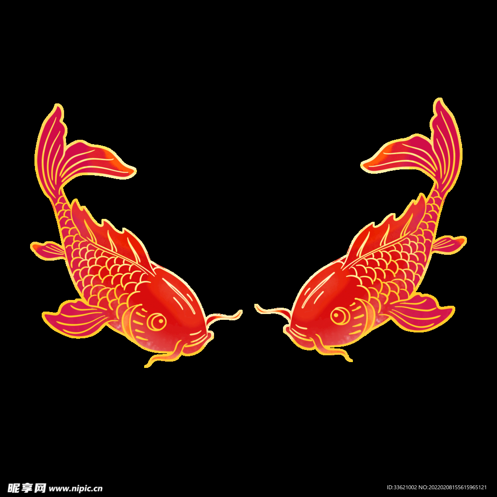 锦鲤  金鱼插画  国潮素材 