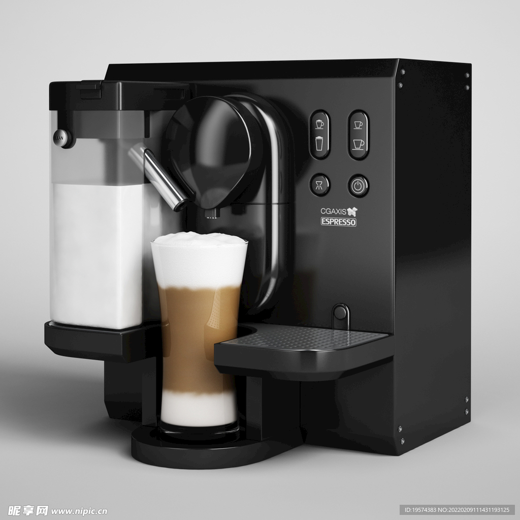 C4D模型咖啡机打泡机冰块