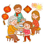  一家人吃汤圆 