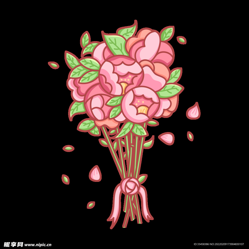 一束鲜花手绘卡通矢量