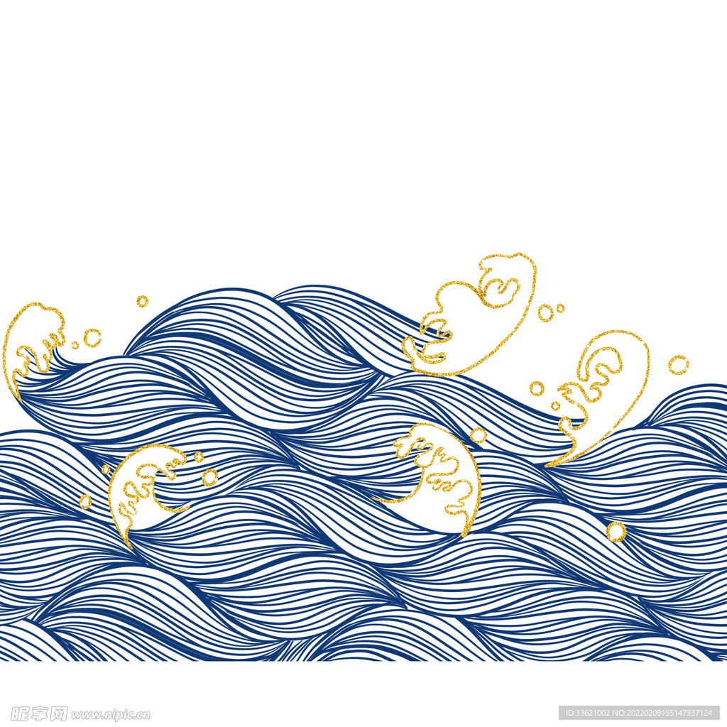 海浪纹 中国风元素 手绘浪花 