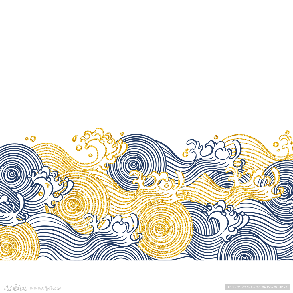 海浪纹 中国风元素 手绘浪花 