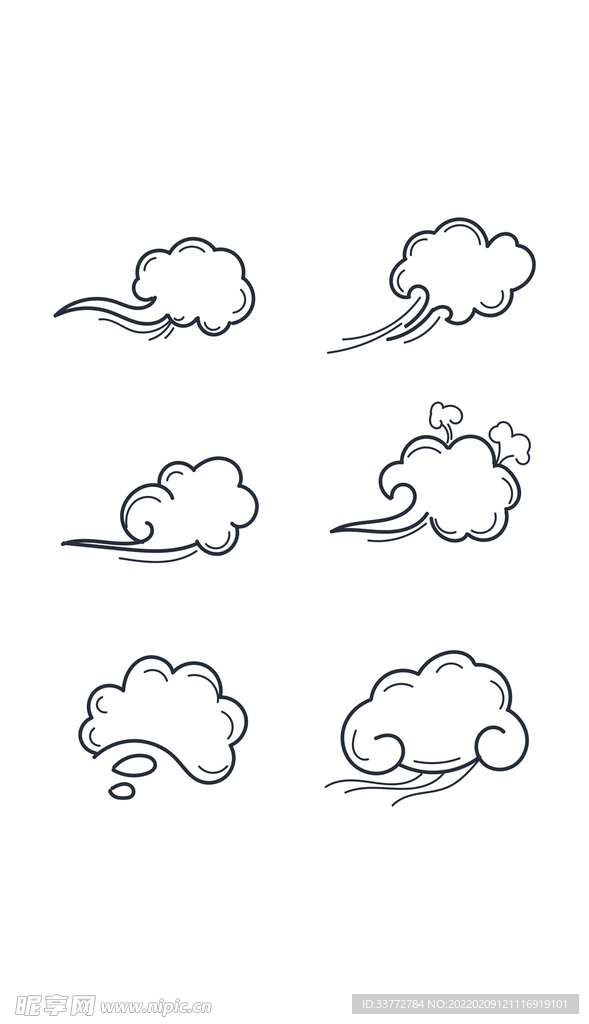 卡通手绘云朵对话框气泡边框标题