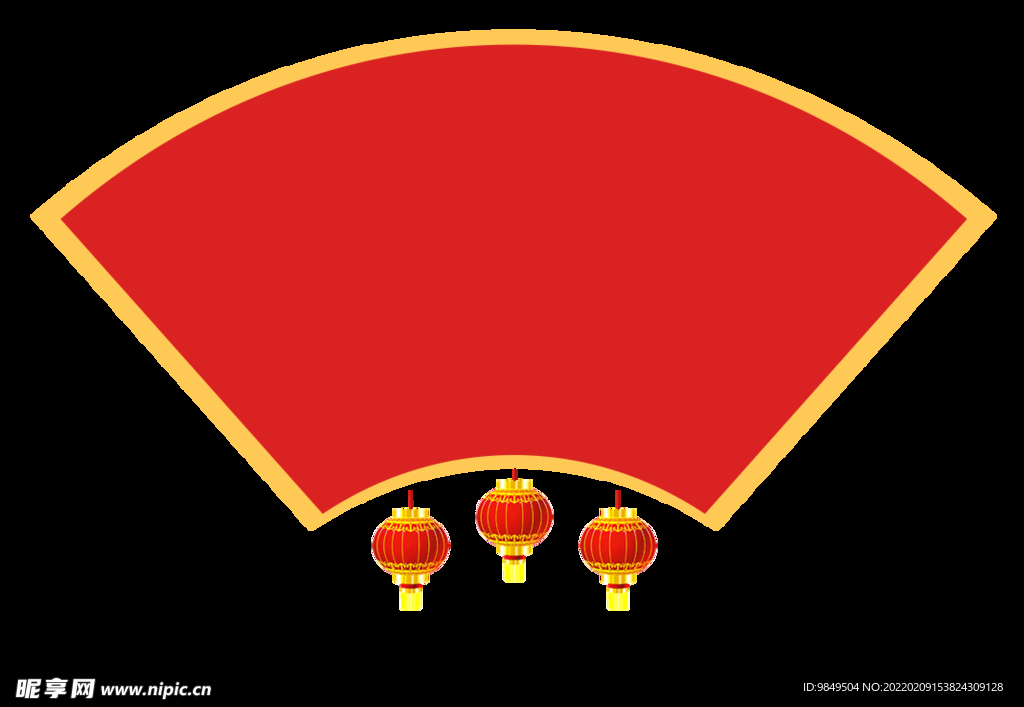 扇形边框PNG 中国风元素 