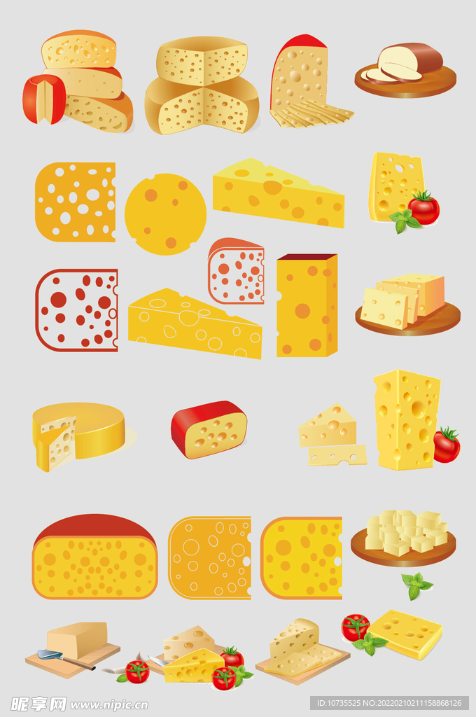 AI矢量面包奶酪