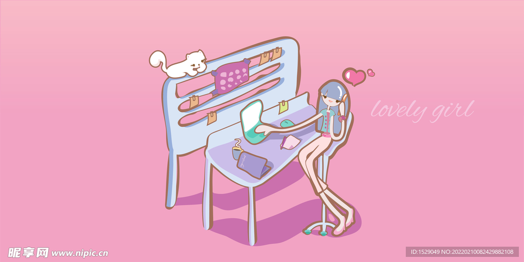 可爱卡通女孩 