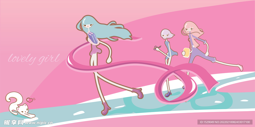 可爱卡通女孩  