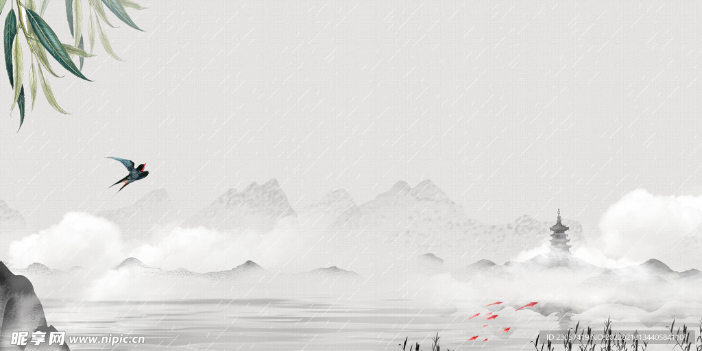 江南烟雨古风背景图