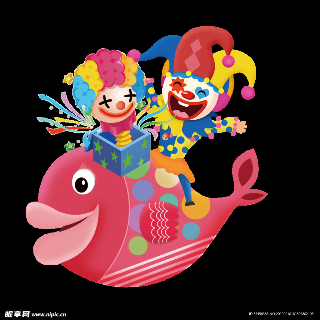 红色鱼喜剧愚人节小丑表演