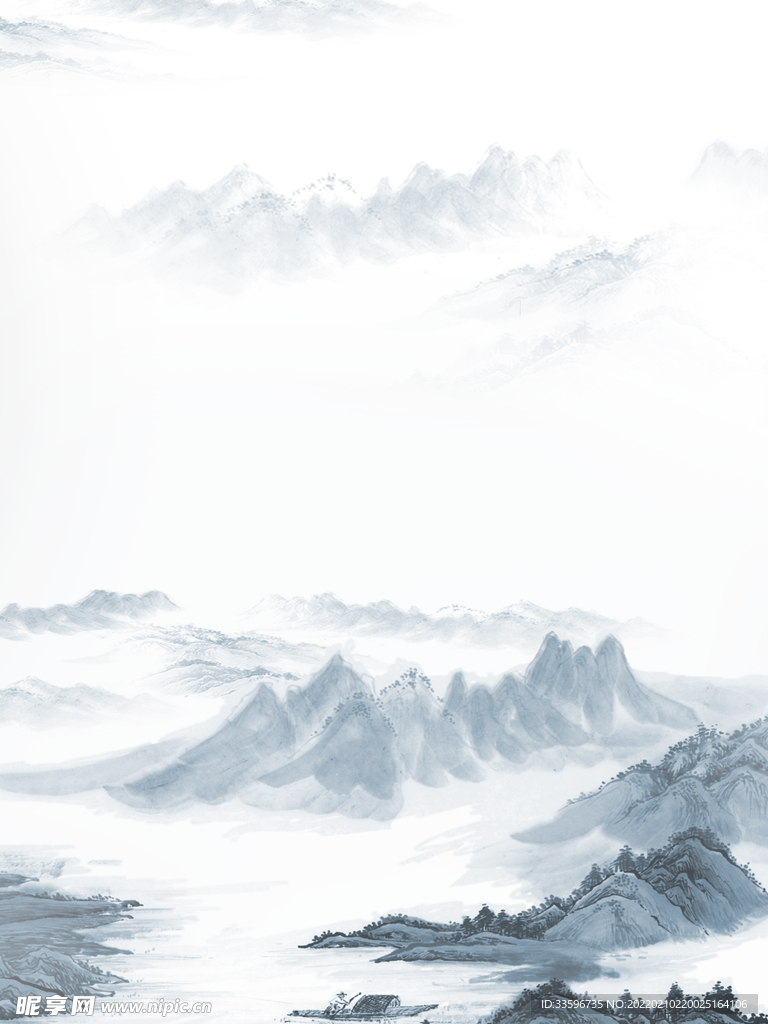 中国风 古风 水墨 山水 