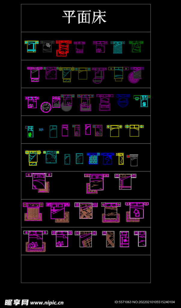 CAD平面家具素材床