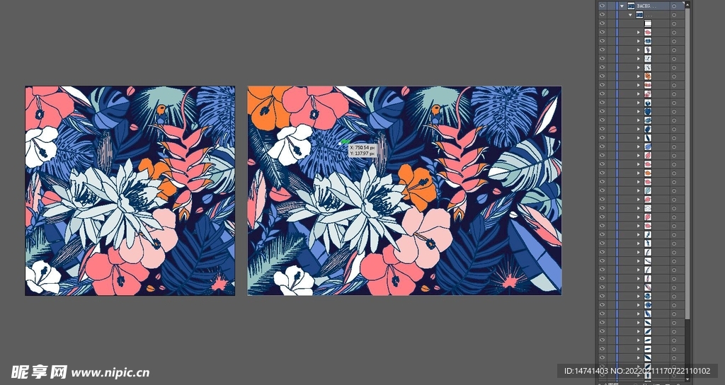 热带雨林花卉碎花