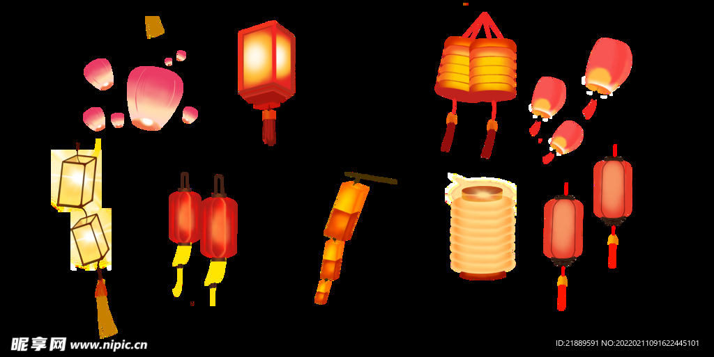 元宵节灯笼手绘元素