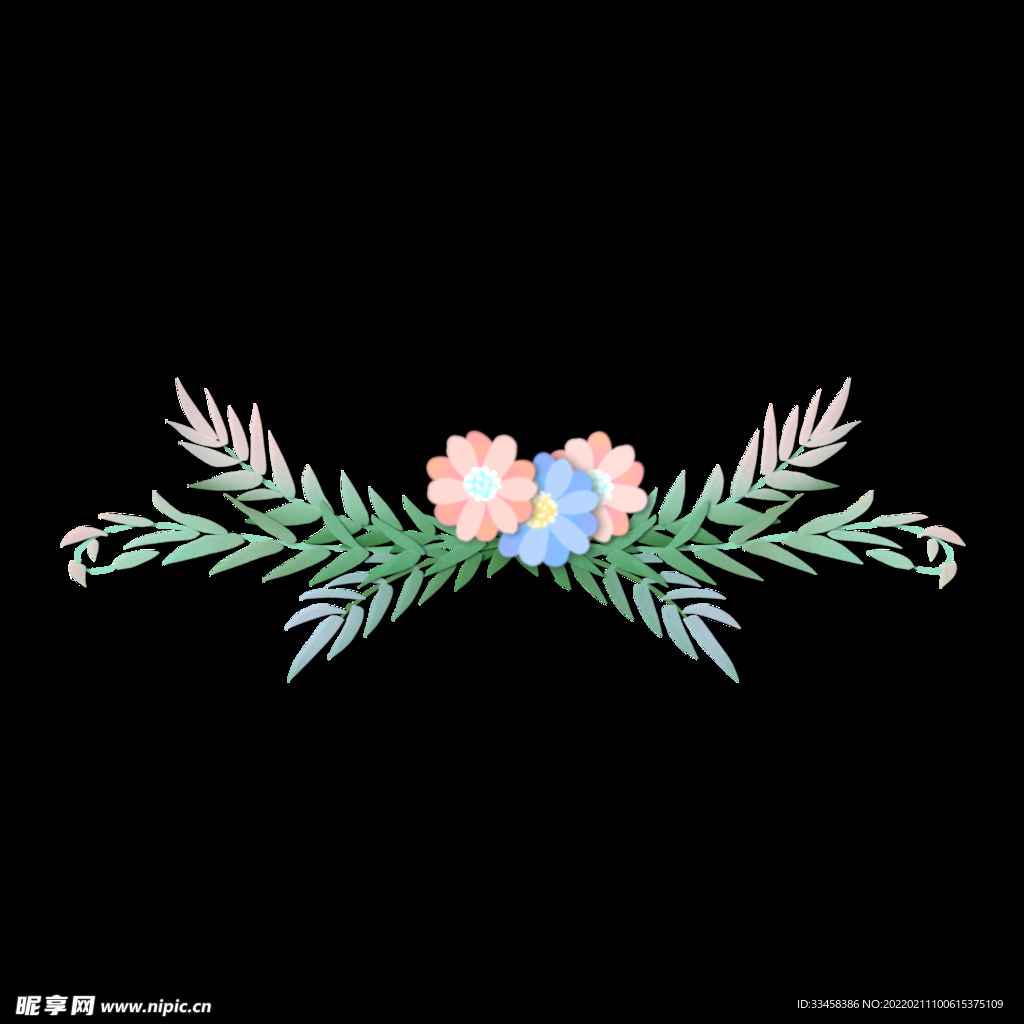 节日小清新手绘花朵装饰