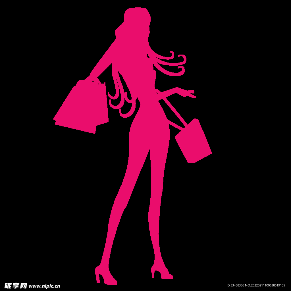 女神节购物女人剪影
