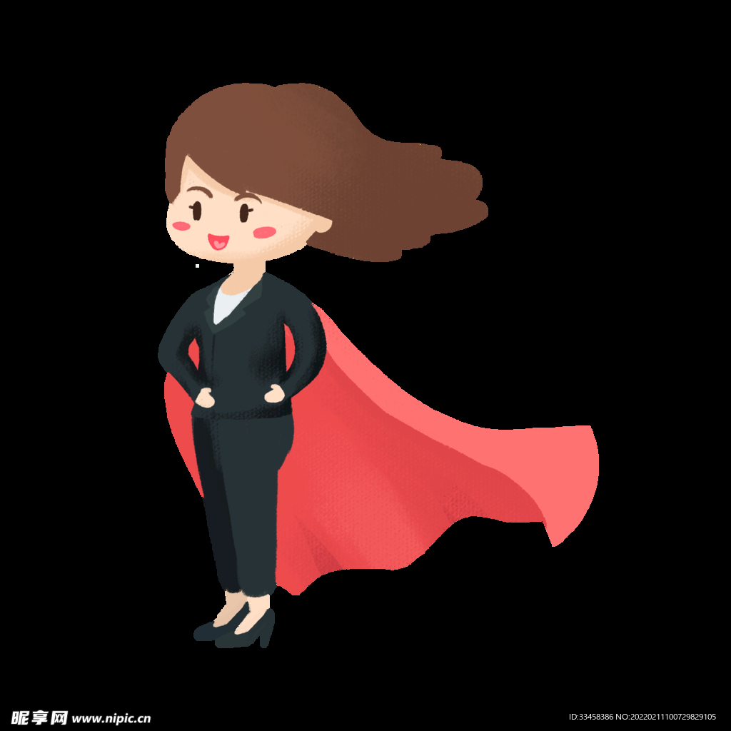 披着红披风的职场女性