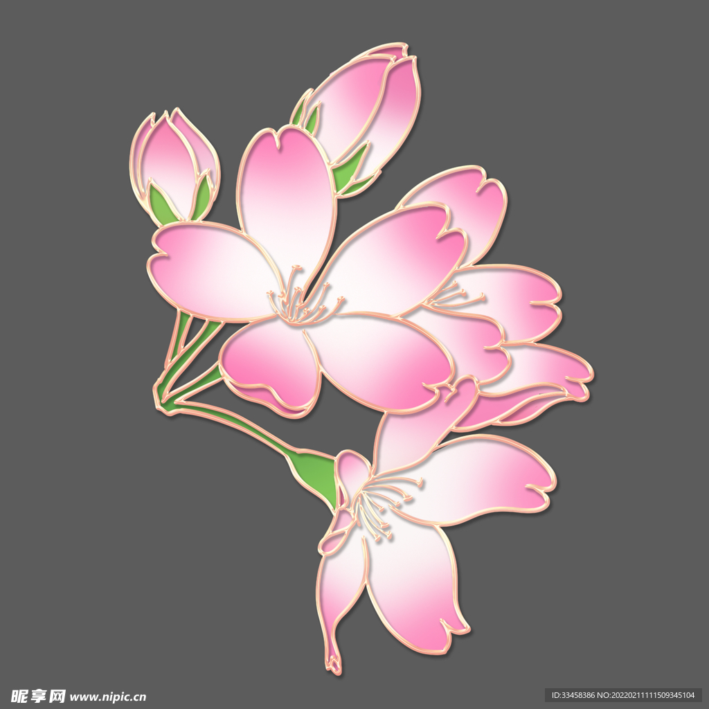 春季立体金边花朵