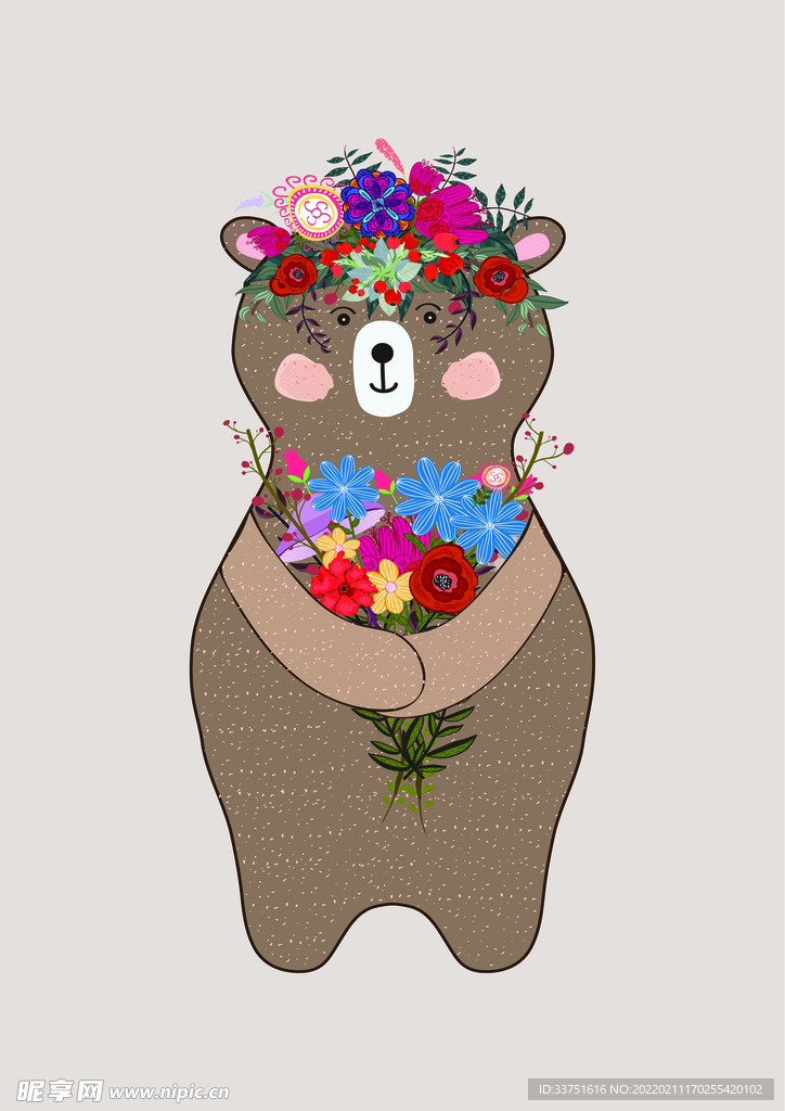 花卉小熊