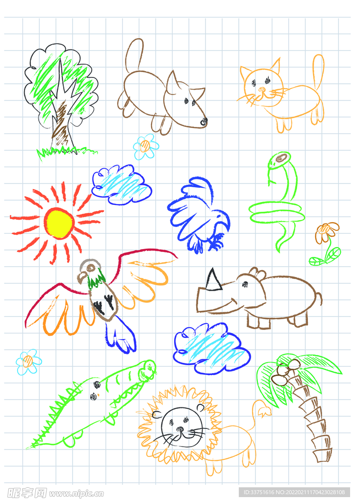手绘插画动物