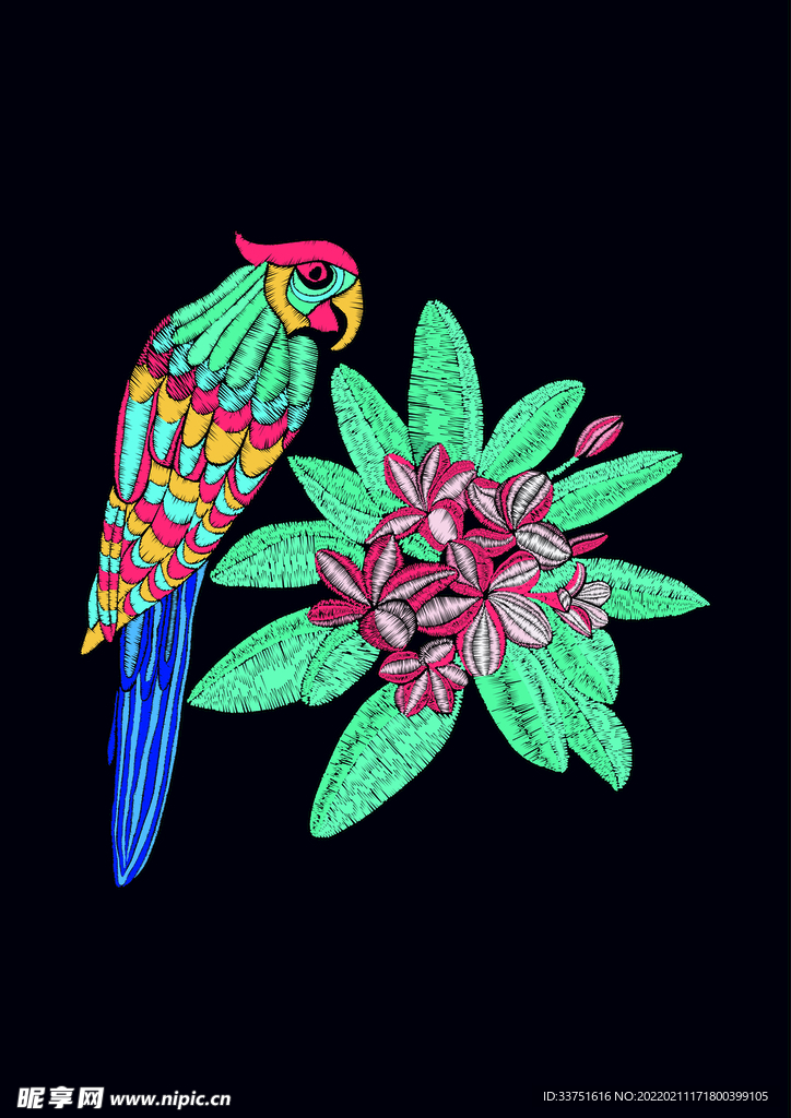 绣花鹦鹉花卉