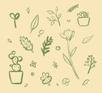 植物简笔画粉笔画卡通手装饰元素