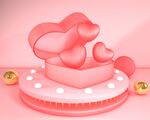 C4D情人节妇女节粉色爱心展台