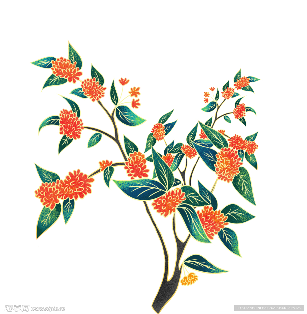 手绘桂花树元素