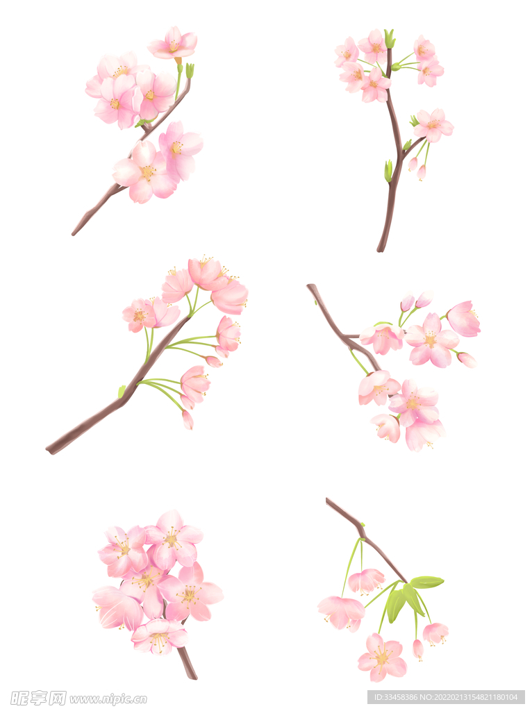 浪漫粉色樱花手绘水彩小清新