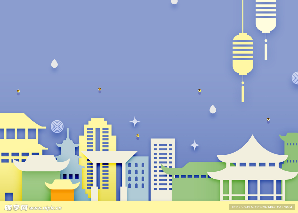 建筑剪纸风