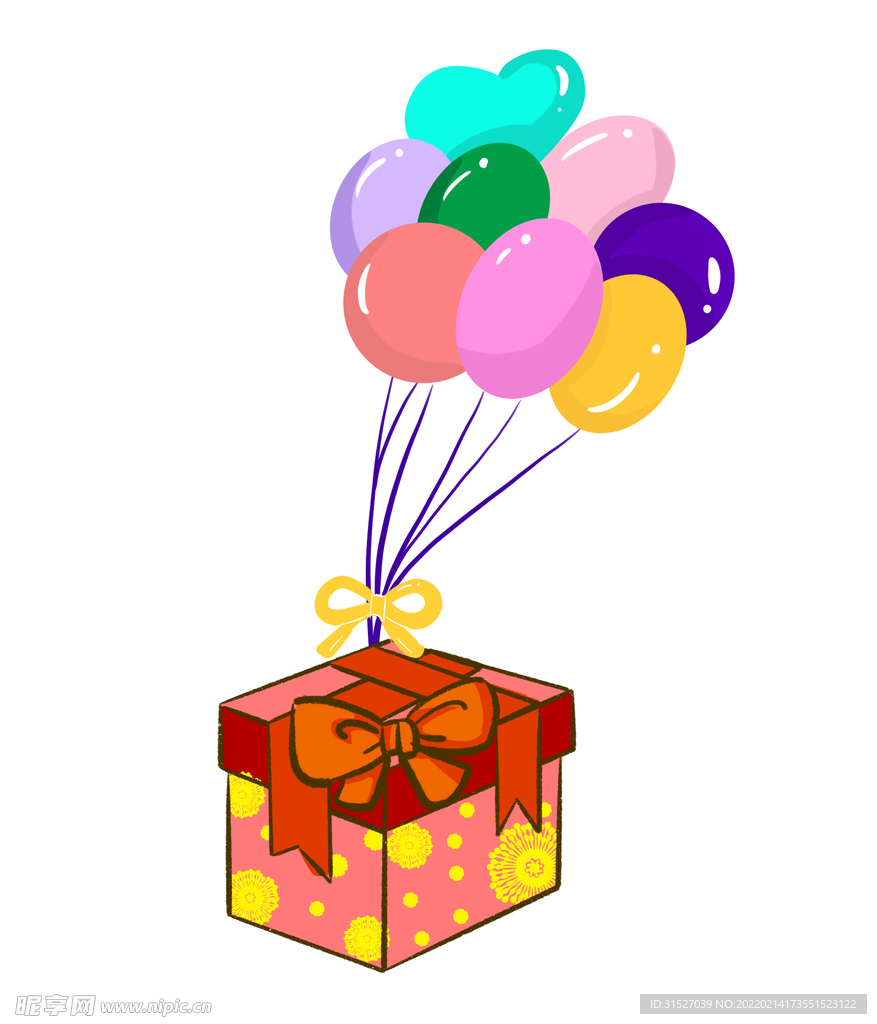 礼品盒彩色气球