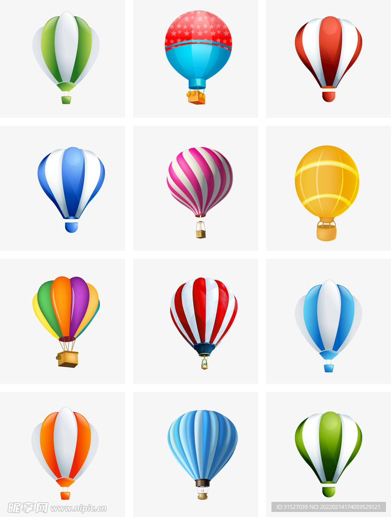 一组热气球插画