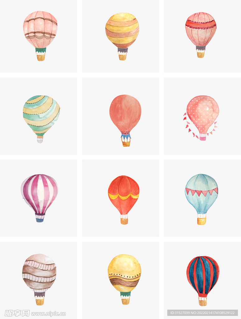 一组热气球插画