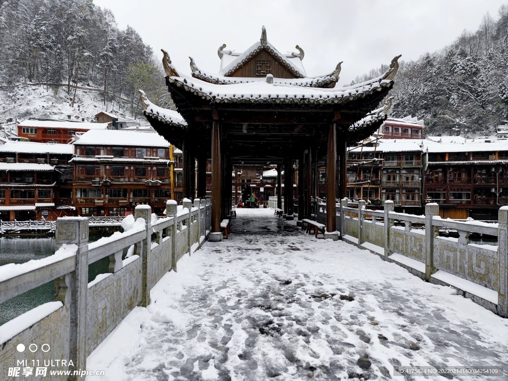 凤凰古城 下雪 雪景