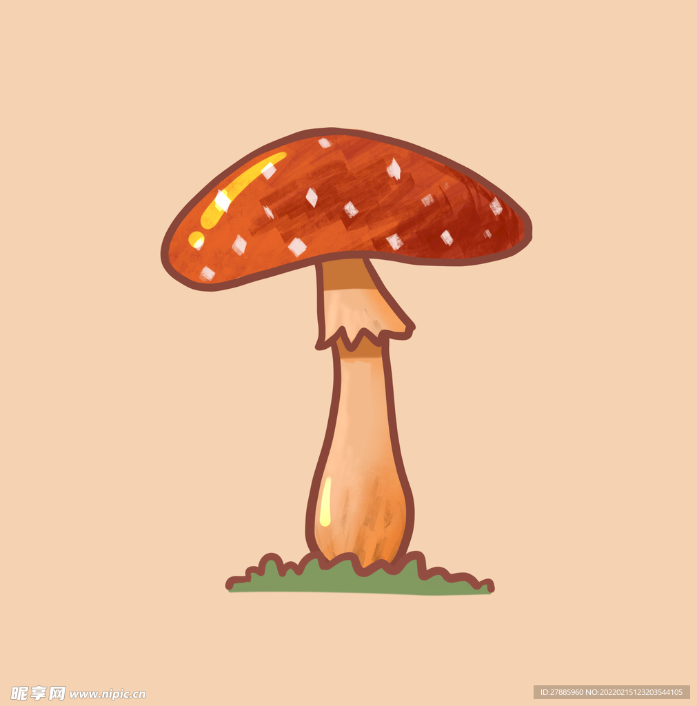 卡通手绘蘑菇毒蝇伞装饰元素