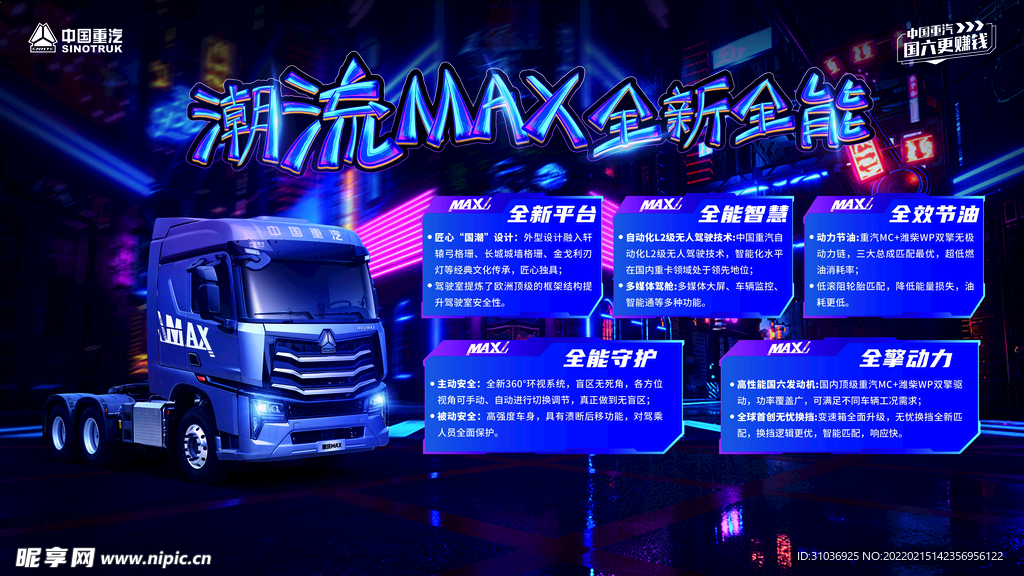 豪沃MAX牵引车宣传展板画面