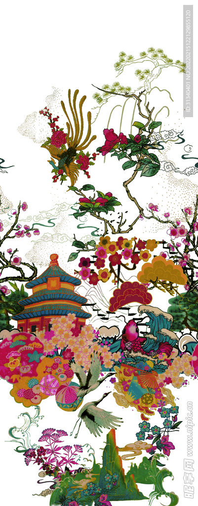 数码印花 旗袍花
