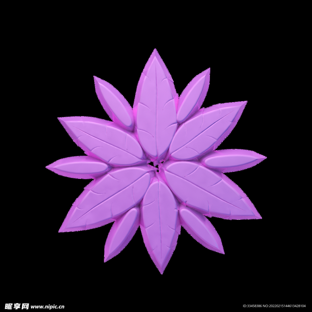 女王节紫色立体树叶
